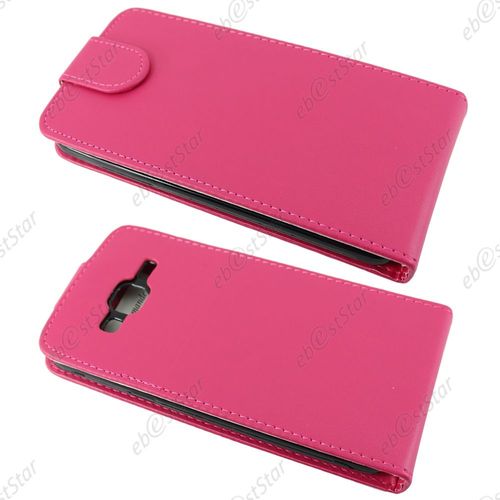 Ebeststar ® Coque Housse Etui Simili Cuir Rabattable Pour Samsung Galaxy J3 Sm-J300f, Couleur Rose + 1 Film Protection D'écran + Lingette