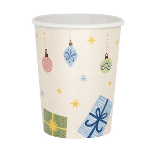 Lot 8 Gobelets jetables en papier 250ml - Forêt d'hiver - Noel - Amscan