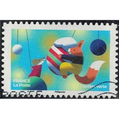 France 2022 Oblitéré Used Carnet Féérique Écureuil Et Souris Environnement Aérien Boules De Noël Y&t Fr 2214 Su