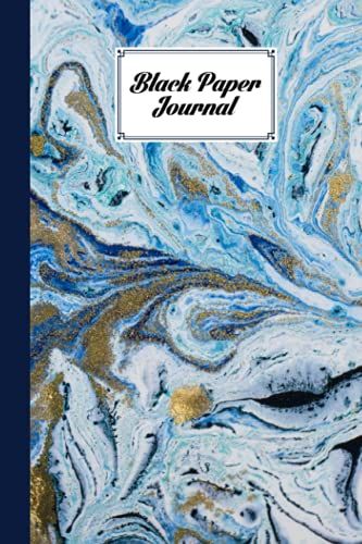 Black Paper Journal: Marble Blue Cover Black Paper Journal, College Ruled | 6x9 Black Paper Notebook (Black Notebooks) | 120 Pages Design By Wiebke John
