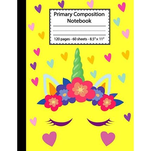 Primary Composition Notebook: Unicorn Primary Story Journal With Wide Line And Picture Space - Learn To Write And Draw Story Paper For Kids, Students ... Journal For Homework - Notes And Doodles.