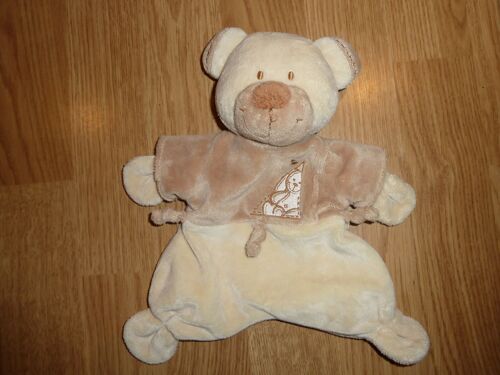 Doudou Nicotoy Ours Plat Beige Veste Marron