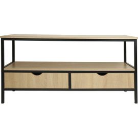 Meuble Tv Avec Tiroir Style Industriel "Detroit" - 113 X 40 X 55 Cm - Beige