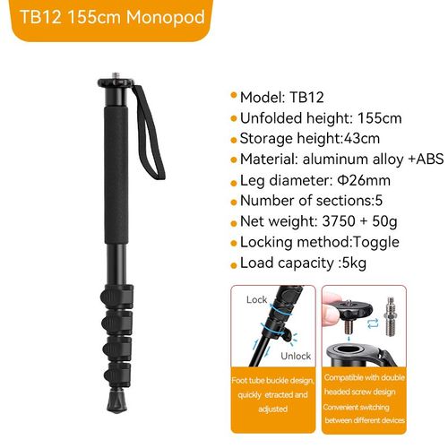 Ulanzi-Trépied monopode TB12 pour appareil photo reflex numérique,trépied portable léger,poteau d'escalade extensible,Sony,5 spams - Type TB12