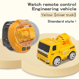 Mélangeur - Jaune - Mini montre en alliage avec télécommande, Voiture, Véhicule d'ingénierie, Pelleteuse, Jouet, Cadeau d'anniversaire, Meilleure vente