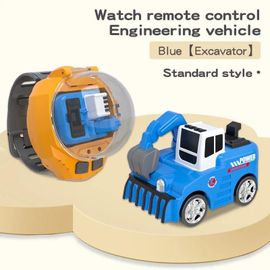 Excavatrice - Bleue - Mini montre en alliage avec télécommande, Voiture, Véhicule d'ingénierie, Pelleteuse, Jouet, Cadeau d'anniversaire, Meilleure vente