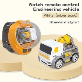 Mélangeur - Blanc - Mini montre en alliage avec télécommande, Voiture, Véhicule d'ingénierie, Pelleteuse, Jouet, Cadeau d'anniversaire, Meilleure vente