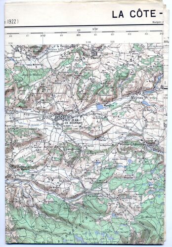 Carte De France Au 50.000e (Type 1922). La Côte-Saint-André. Quadrillage Kilométrique Projection Lambert Iii Zone Sud. Feuille Xxxi-33