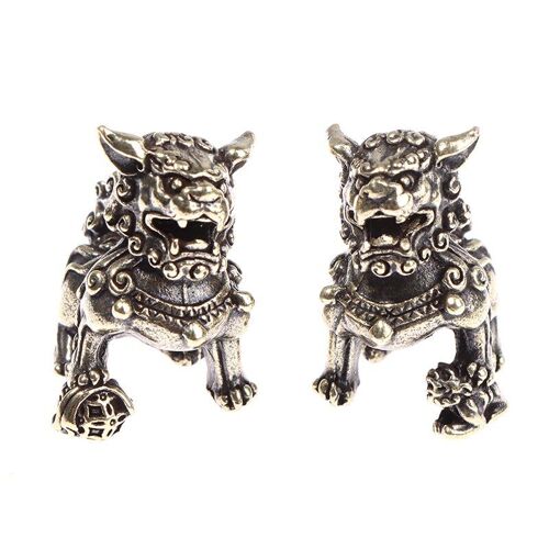 Figurines porte-bonheur en cuivre, Lion, b¿uf, tigre, ornements de bureau Miniatures, Statue d'animaux chinois en Bronze Antique, décoration Feng Shui pour la maison, 1/2 pièces