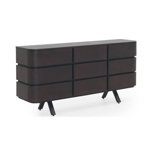 Buffet 9 Tiroirs Plaqué Wengué Avec Pieds En Métal