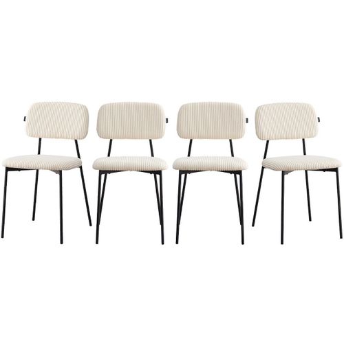 Lot De 4 Chaises En Velours Côtelé Beige