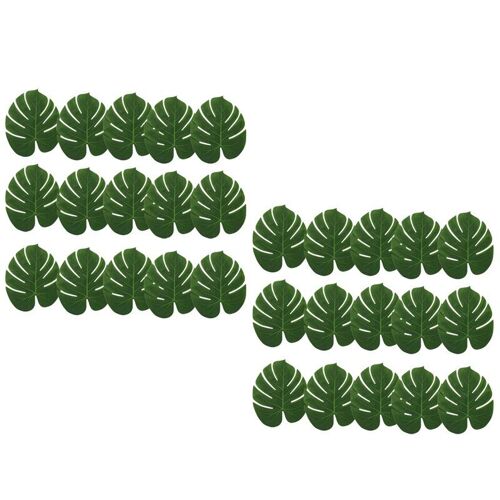 30 Feuilles De Palmier Artificielles Pour La Décoration De Fête, Faux Feuille Tropicale Chemins De Table Ou De Verdure Décoration Thème Plage Ou Jungle Fête