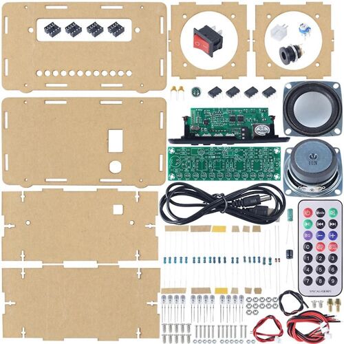 Kit de haut-parleurs Bluetooth bricolage LED Radio FM USB Mini amplificateur de son domestique avec projet de soudure d'affichage numérique (noir)