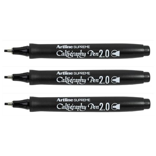 Artline Lot De 3 Marqueurs Supreme Calligraphy Pen Pointe 2 Mm Coloris Noir