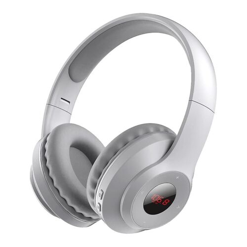 Casque portatif de radio FM avec affichage à LED, oreille douce, récepteur radio de casque FM pour la réunion, travaux, randonnée-blanc