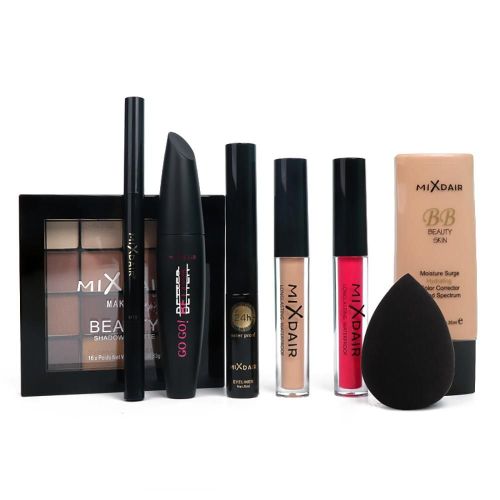 Kit De Maquillage Pour Les Lèvres, Noir Et Or, Brillant, Ombre À Paupières, Sourcils, Mascara Correcteur, Bb Crème Bouffante, 9 Pièces/Ensemble 