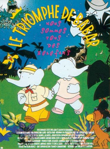 Le Triomphe De Babar  - Véritable Affiche De Cinéma Pliée - Format 120x160 Cm - De Alan Bunce Avec Les Voix De Marie Vincent, Bernard Alane, Jacques Balutin, Jean-Pierre Darras, Christian Alers - 1990