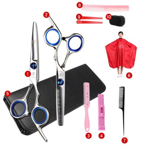Ensemble De Ciseaux Professionnels Pour Coupe De Cheveux, 10 Pièces, Ciseaux De Coiffure, Kit De Pinces Pour Peigne, Rasoir Pour Salon De Coiffure À Domicile 