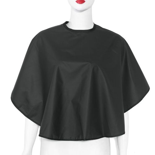 Cape Courte Carrée Noire Imperméable Pour Salon De Coiffure, Cape De Coupe De Cheveux 
