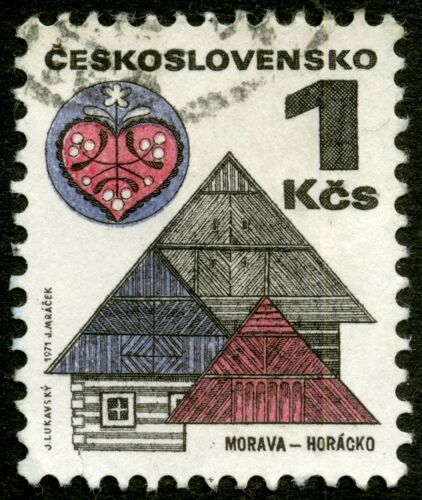 Timbre Oblitéré Ceskoslovensko, Morava-Horacko, 1 Kcs, 1971