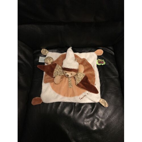 Doudou Ours Avec Son Bonnet Doudou Et Compagnie Marron Clair Blanc..Tatoo Fleurs