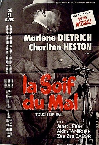 La Soif Du Mal /Touch Of Evil - Véritable Affiche De Cinéma Pliée - Format 80x110 Cm - De & Avec Orson Welles Avec Charlton Heston, Janet Leigh, Akim Tamiroff, Marlene Dietrich - 1958 Reedition