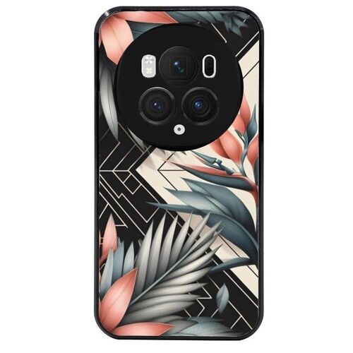 Coque Noire Pour Magic 6 Pro Fleur Geometrique Noire