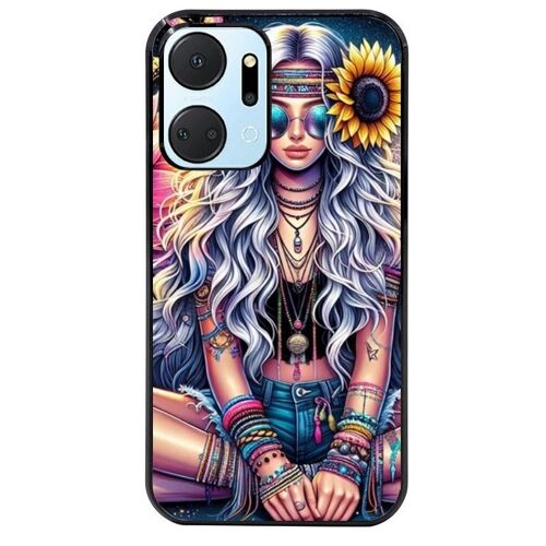 Coque Noire Pour Honor X7a Hippie Girl