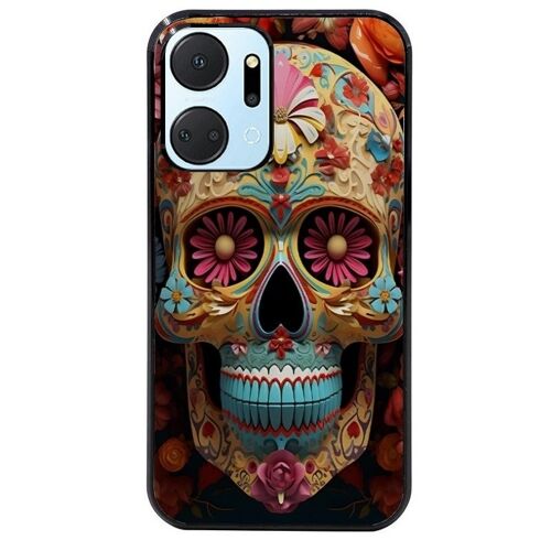 Coque Noire Pour Honor X7a Tete De Mort Mexicaine