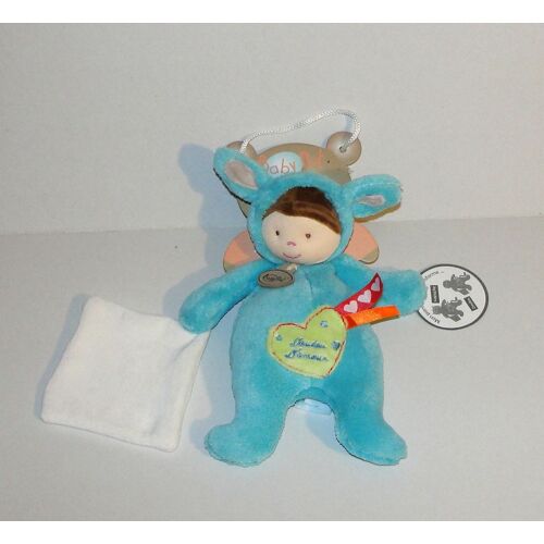 Doudou Pantin Baby Nat Garçon Deguisé Lapin Bleu Doudou D'amour