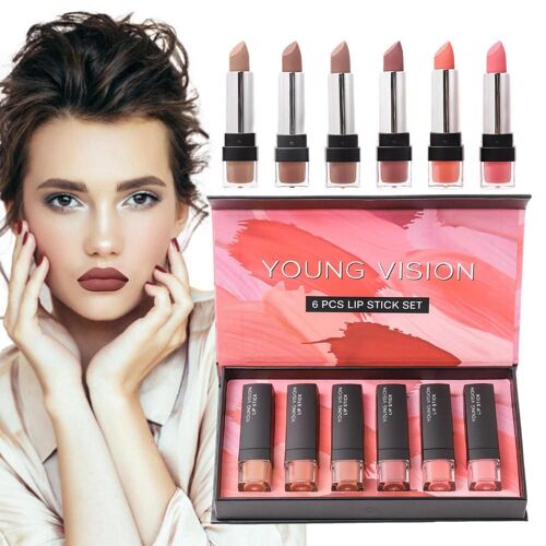 Rouge À Lèvres Velours Waterproof Longue Durée, Lot De 6 Pièces, Lisse 256, Crème, Maquillage 