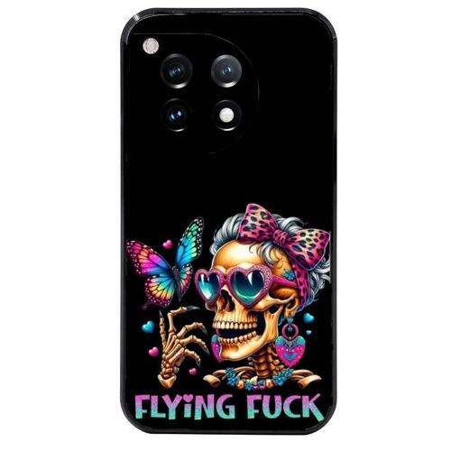 Coque Noire Pour Oneplus 12 Tete De Mort Papillon