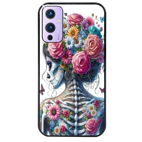 Coque Noire Pour Oneplus 9 Tete De Mort Calavera Papillon