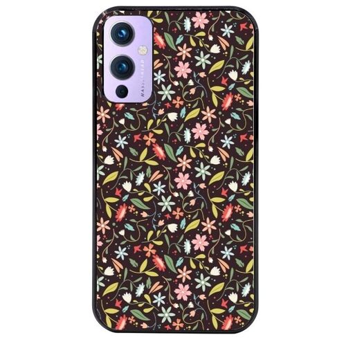 Coque Noire Pour Oneplus 9 Petites Fleurs