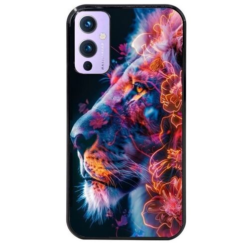 Coque Noire Pour Oneplus 9 Lion Fluo