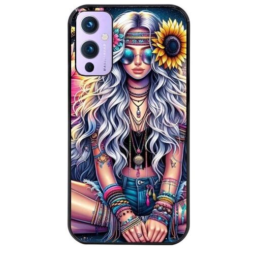 Coque Noire Pour Oneplus 9 Hippie Girl