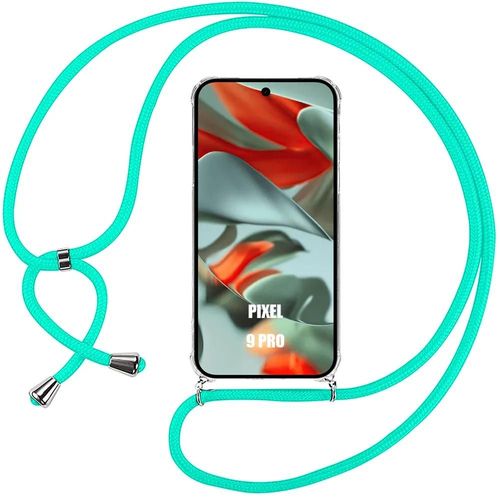 Coque Cordon Pour Google Pixel 9 Pro - Protection Transparente Coin Renforcé Avec Cordon Turquoise - E.F.Connection