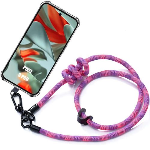 Coque Cordon Pour Google Pixel 9 Pro, Protection Coins Renforcés Antichoc Avec Cordon Rose - E.F.Connection