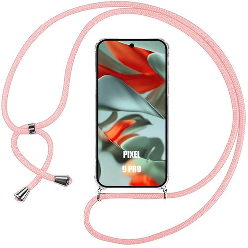 Coque Cordon Pour Google Pixel 9 Pro, Antichoc Coin Renforcé Souple Avec Cordon Rose - E.F.Connection