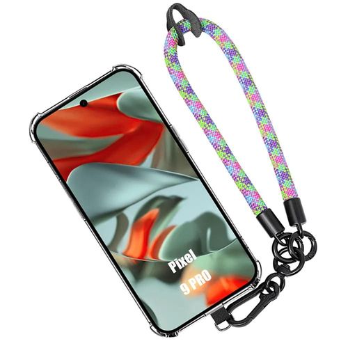 Coque Silicone Transparent Pour Google Pixel 9 Pro - Protection Antichoc - Bracelet Amovible Multicolore - E.F.Connection
