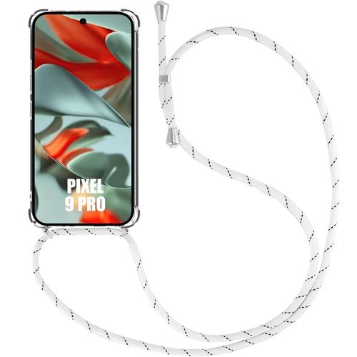 Coque Bandoulière Pour Google Pixel 9 Pro - Anti-Rayures Souple Protection Silicone + Bandoulière Blanche - E.F.Connection