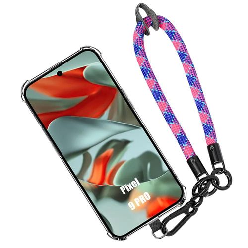 Coque De Protection Pour Google Pixel 9 Pro En Silicone Transparent Avec Dragonne Tricolore Amovible - E.F.Connection
