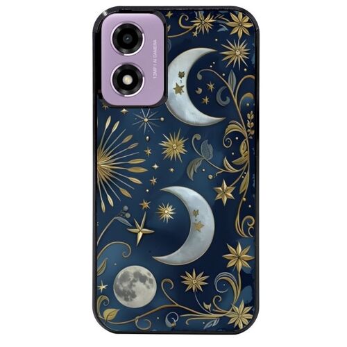 Coque Noire Pour Moto E14 Lune Et Etoile