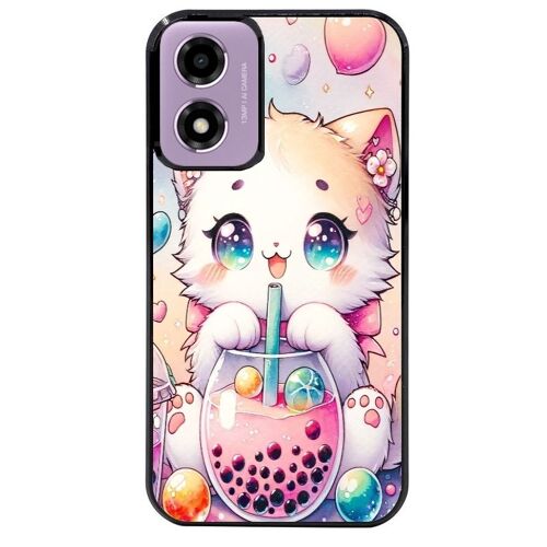 Coque Noire Pour Moto E14 Chat Bubble Manga
