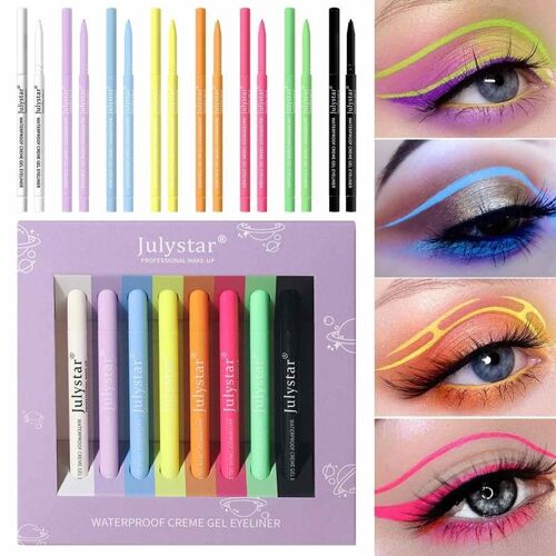 Eyeliner Coloré Pour Femmes Et Filles, 8 Pièces, Gel Imperméable, Facile À Porter, Maquillage Pour Un Effet Dramatique Fumé, Utilisation Quotidienne 