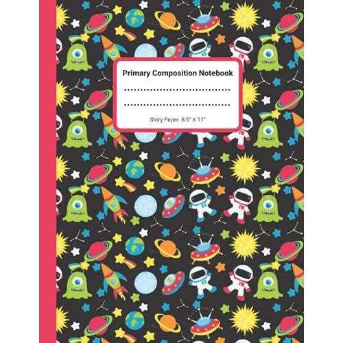 Primary Composition Notebook: Story Paper Journal | Dotted Midline And Picture Space, Half Blank Half Lined Paper | Handwriting Practice Paper : ... Black Matte Cover 8.5'' X 11'' | 110 Pages