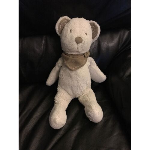 Doudou Ours Blanc Bandanas Gris Nicotoy 30 Cm - Ours Classique