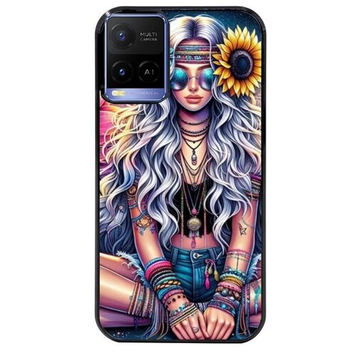 Coque Noire Pour Y21 Y21s Et Y33s Hippie Girl