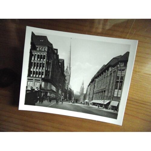 Photo Année 1950.Hamburg Mönckebergstrabe Petrikirche Und Rathaus.Dimensions 9x7cm.
