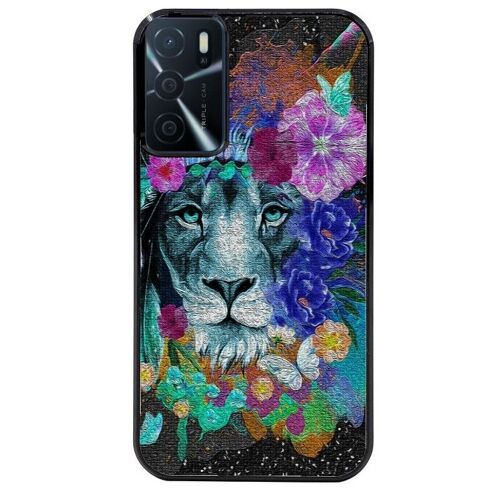 Coque Noire Pour Oppo A16 Et A16s Lion Floral